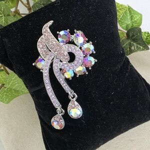 Vintage Brooch Pin AB Pink and Lavender Stones